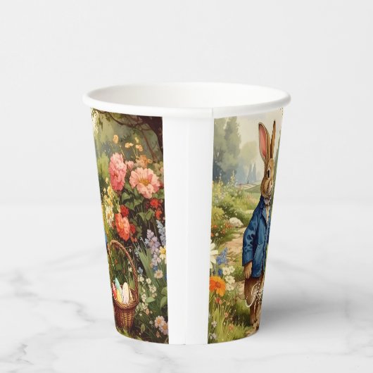 Easter Bunny Collecting Easter Eggs 紙コップ (右)