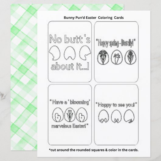 Easter Bunny "Color Your Own" Stationery Set (正面/裏面)