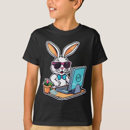 Easter Bunny Computer Video Game Lovers 1  Tシャツ (正面)