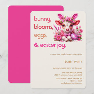 Easter Bunny Cow Invitation | Kid easter party 招待状