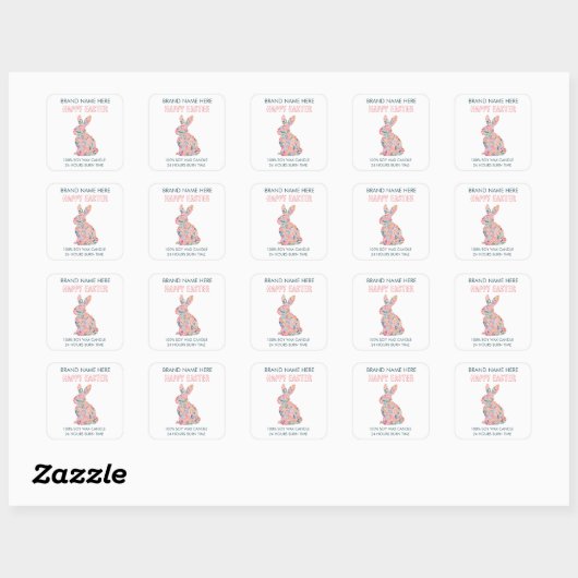Easter Bunny Custom Candle Label スクエアシール (シート)