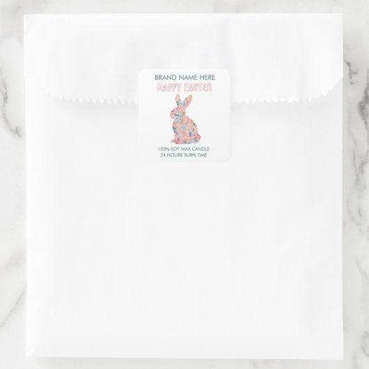 Easter Bunny Custom Candle Label スクエアシール (バッグ)