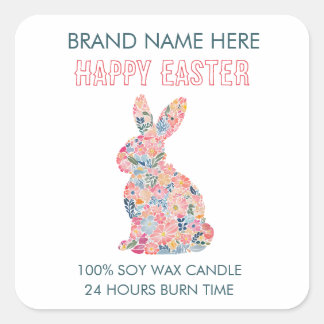 Easter Bunny Custom Candle Label スクエアシール