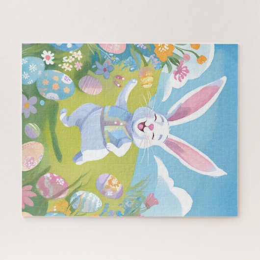 Easter Bunny | Cute Easter Pastel Wildflower ジグソーパズル (横)