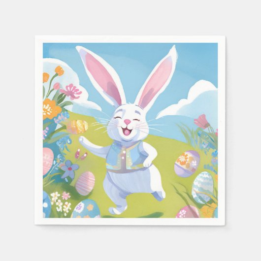 Easter Bunny | Cute Easter Pastel Wildflower スタンダードカクテルナプキン (正面)