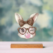 Easter Bunny Cute Glasses Leopard Bunny Rabbit Eas アクリルサイン (ニュートラル)