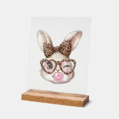Easter Bunny Cute Glasses Leopard Bunny Rabbit Eas アクリルサイン (傾斜)
