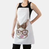 Easter Bunny Cute Glasses Leopard Bunny Rabbit Eas エプロン (インサイチュ)