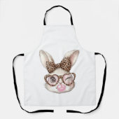 Easter Bunny Cute Glasses Leopard Bunny Rabbit Eas エプロン (正面)