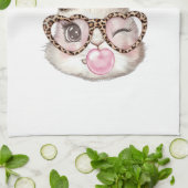 Easter Bunny Cute Glasses Leopard Bunny Rabbit Eas キッチンタオル (折り畳み)