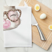 Easter Bunny Cute Glasses Leopard Bunny Rabbit Eas キッチンタオル (四つ折り)