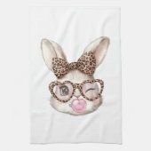 Easter Bunny Cute Glasses Leopard Bunny Rabbit Eas キッチンタオル (縦)
