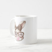 Easter Bunny Cute Glasses Leopard Bunny Rabbit Eas コーヒーマグカップ (正面左)