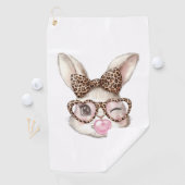 Easter Bunny Cute Glasses Leopard Bunny Rabbit Eas ゴルフタオル (インサイチュ)