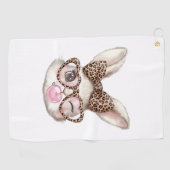 Easter Bunny Cute Glasses Leopard Bunny Rabbit Eas ゴルフタオル (横)