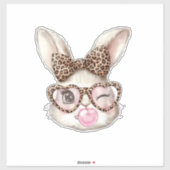 Easter Bunny Cute Glasses Leopard Bunny Rabbit Eas シール (シート)