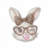 Easter Bunny Cute Glasses Leopard Bunny Rabbit Eas シール (正面)