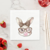 Easter Bunny Cute Glasses Leopard Bunny Rabbit Eas スタンダードランチョンナプキン (インサイチュ)