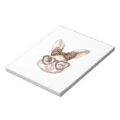 Easter Bunny Cute Glasses Leopard Bunny Rabbit Eas ノートパッド (回転)