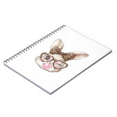 Easter Bunny Cute Glasses Leopard Bunny Rabbit Eas ノートブック (左側)