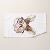 Easter Bunny Cute Glasses Leopard Bunny Rabbit Eas ハンドタオル (ハンドタオル)