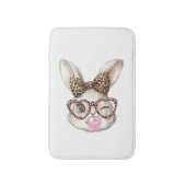 Easter Bunny Cute Glasses Leopard Bunny Rabbit Eas バスマット (正面縦)