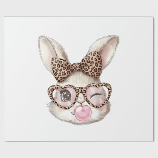 Easter Bunny Cute Glasses Leopard Bunny Rabbit Eas ラッピングペーパー (フラット)