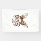 Easter Bunny Cute Glasses Leopard Bunny Rabbit Eas 横断幕 (横)