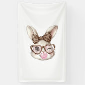 Easter Bunny Cute Glasses Leopard Bunny Rabbit Eas 横断幕 (縦)