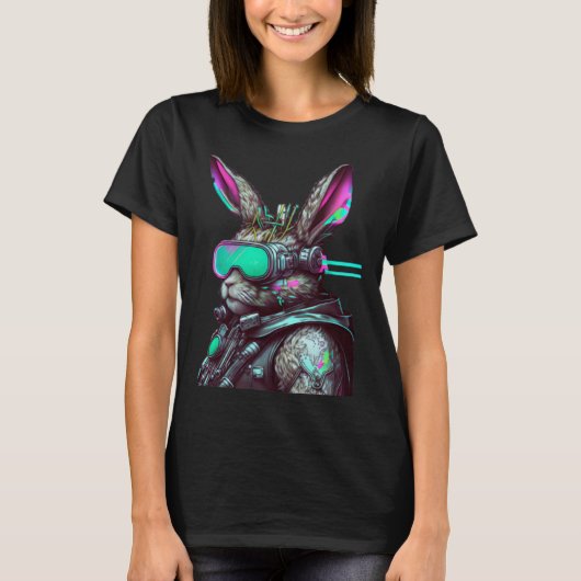 Easter Bunny Cyberpunk Aesthetic Futuristic Sci Fi Tシャツ (正面)