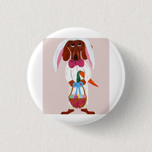 Easter bunny Dachshund  缶バッジ (正面)