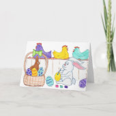 Easter Bunny Decorating Eggs シーズンカード (正面)