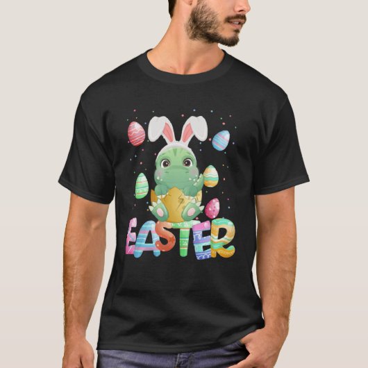 Easter Bunny Dinosaur Easter Rex Tシャツ (正面)
