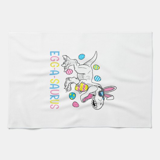 Easter Bunny Dinosaur Egg A Saurus TRex Kids Boys  キッチンタオル (横)