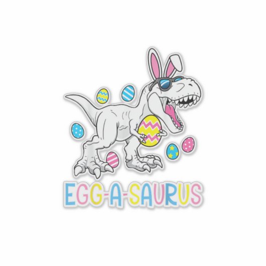 Easter Bunny Dinosaur Egg A Saurus TRex Kids Boys  シール (正面)