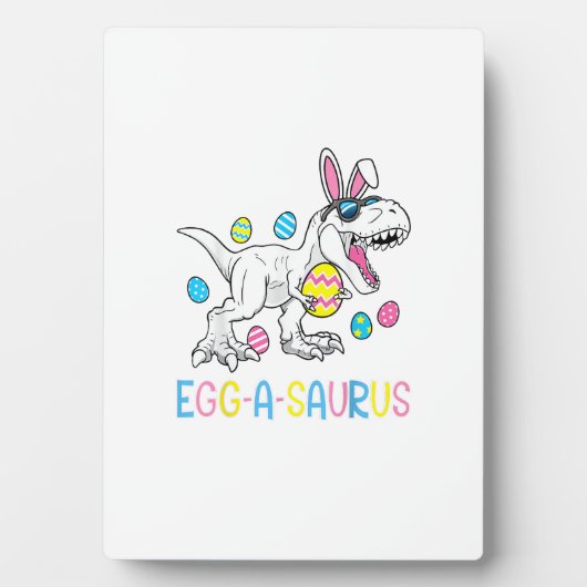 Easter Bunny Dinosaur Egg A Saurus TRex Kids Boys  フォトプラーク (正面)