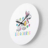 Easter Bunny Dinosaur Egg A Saurus TRex Kids Boys  ラージ壁時計 (傾斜)