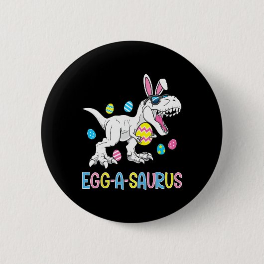 Easter Bunny Dinosaur Egg A Saurus Trex Kids Boys  缶バッジ (正面)