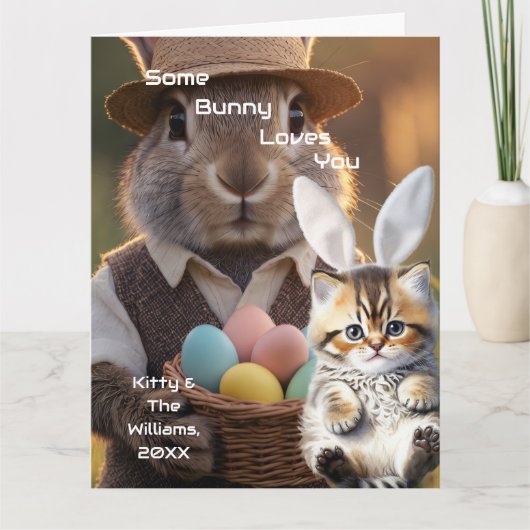 Easter Bunny Ears Cat Photo Customize カード (正面)