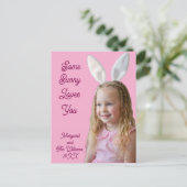 Easter Bunny Ears Girl Photo Pale Purple Card ポストカード (スタンド正面)