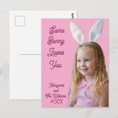 Easter Bunny Ears Girl Photo Pale Purple Card ポストカード (正面/裏面)
