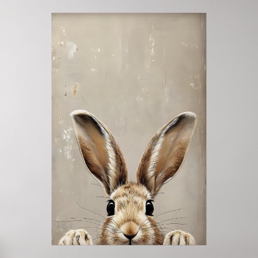 Easter Bunny Ears Print, Vintage Rustic Rabbit ポスター (正面)