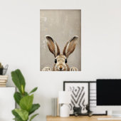 Easter Bunny Ears Print, Vintage Rustic Rabbit ポスター (ホームオフィス)