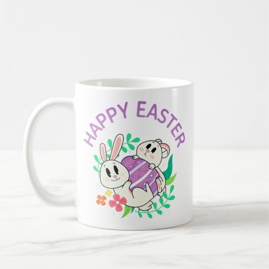 Easter Bunny Egg Hug Mug コーヒーマグカップ (左)