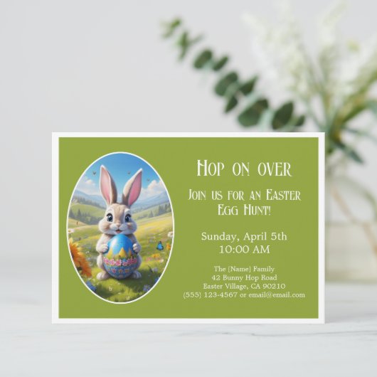 Easter bunny | Egg Hunt  | Hop on over | green -  招待状 (スタンド正面)