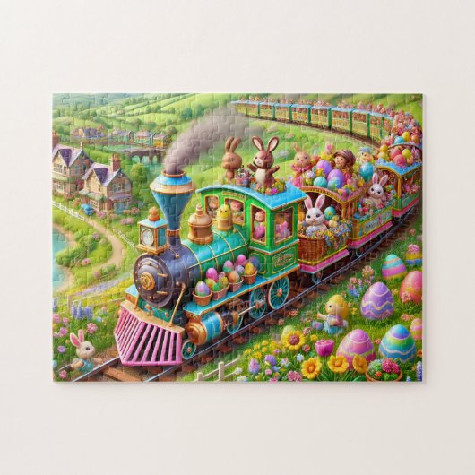 Easter Bunny Express Spring Train Adventure  ジグソーパズル (横)