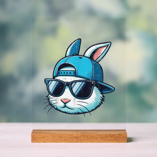 Easter Bunny Face Baseball Cap Sunglasses Rabbit B アクリルサイン (ニュートラル)