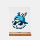 Easter Bunny Face Baseball Cap Sunglasses Rabbit B アクリルサイン (正面)
