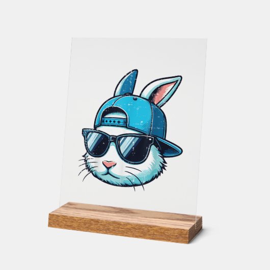 Easter Bunny Face Baseball Cap Sunglasses Rabbit B アクリルサイン (傾斜)