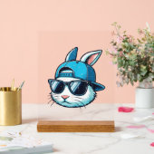 Easter Bunny Face Baseball Cap Sunglasses Rabbit B アクリルサイン (ウェディング)